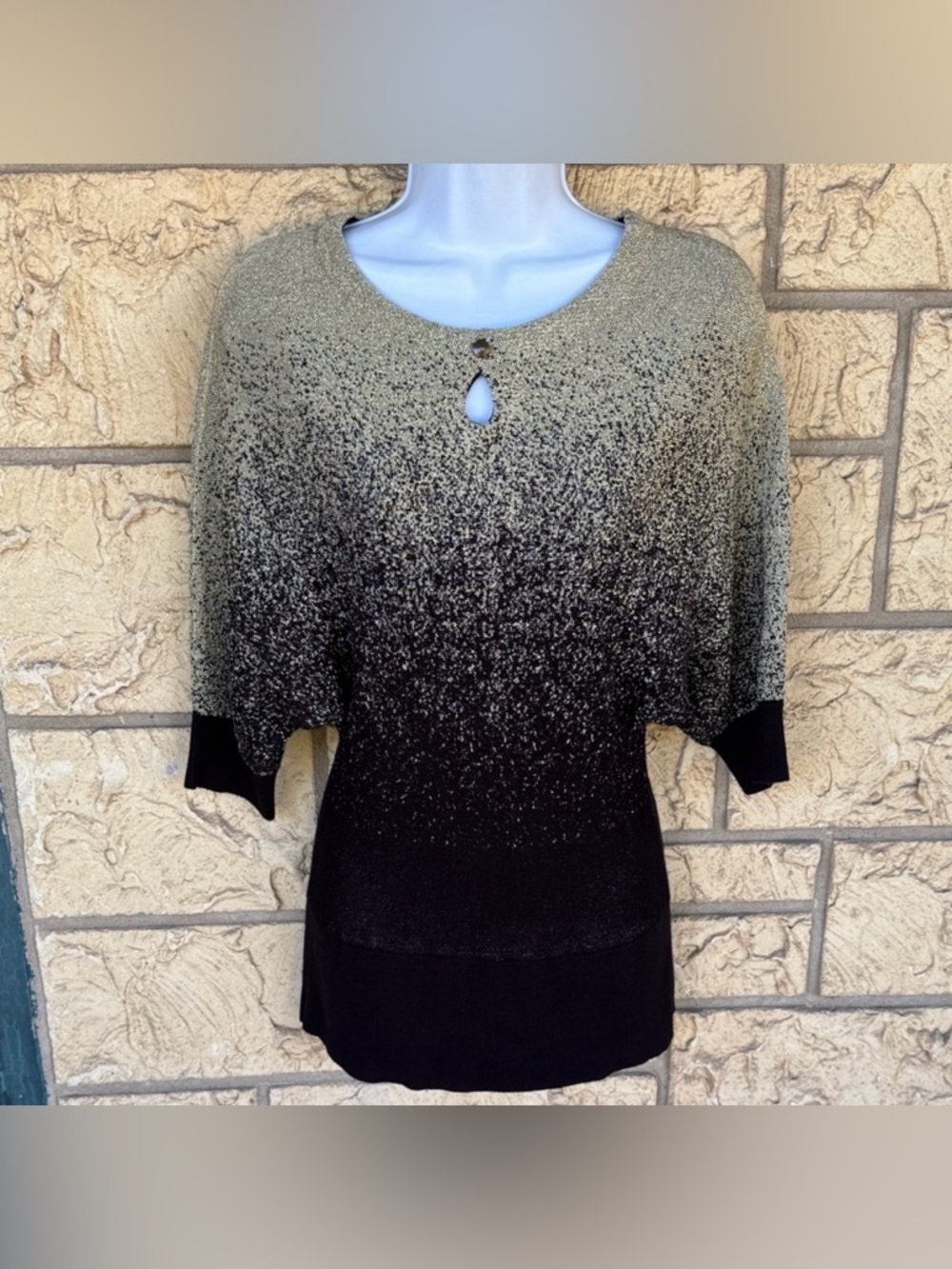 Ombre Black Cream Knitwear Sweater Small Small Casual business career y2k